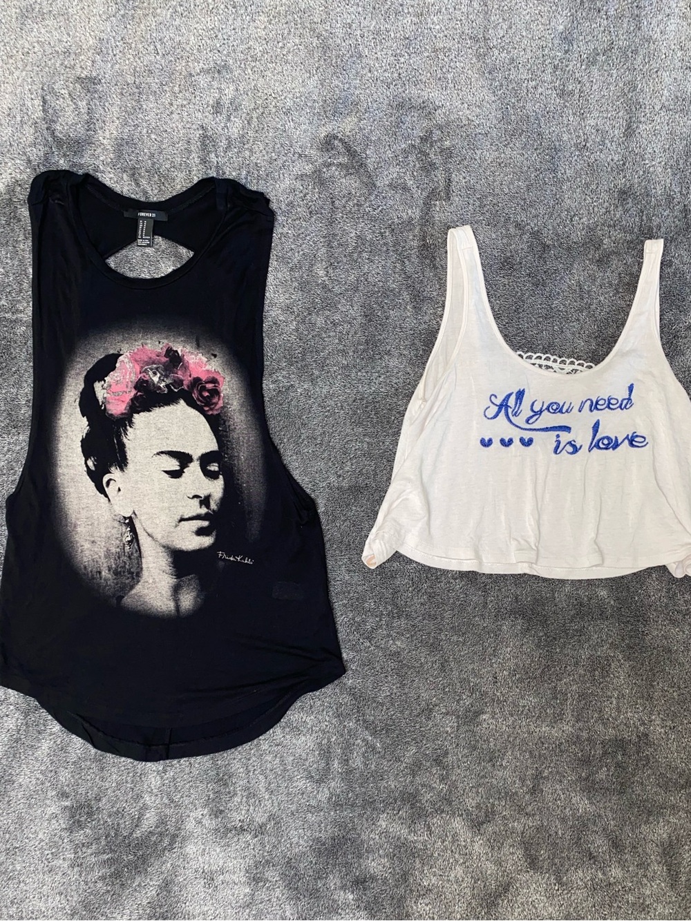 2 Medium Tops Bundle | Forever 21 Open Back + Love Tree Lace Back Crop Top